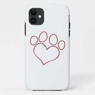 Heart Shaped Paw Print Dog Cat Puppy Kitten iPhone 11 Case