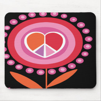 Heart shaped Peace Sign Flower MousePad