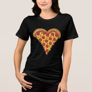 Heart-Shaped Pepperoni Pizza Design Tri-Blend Shirt