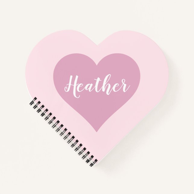 Heart Shaped Personalised Name Pink Notebook  (Front)