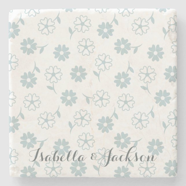 Heart Shaped Petal Flowers Stone Coaster (Front)