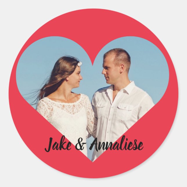 Heart Shaped Photo Classic Round Sticker (Front)