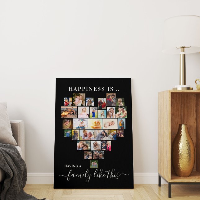  Heart Shaped Photo Collage Happiness is .. Family Canvas Print (Creator Uploaded)