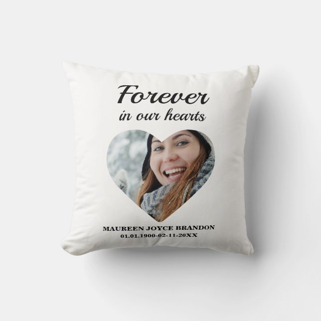 Heart shaped photo Forever in our hearts Cushion (Front)