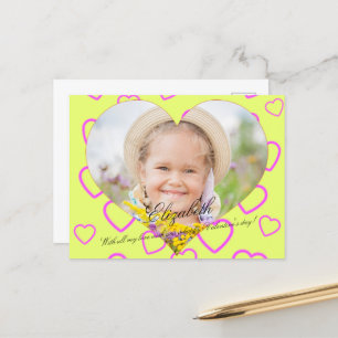 Heart Shaped Photo Kids Yellow Cards