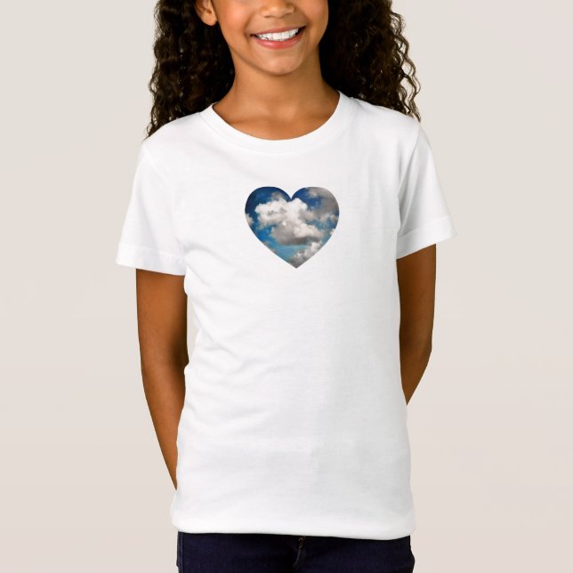 heart shaped photo of serene blue sky with clouds T-Shirt (Front)