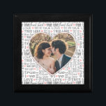 Heart Shaped Photo True Love Valentines or Wedding Gift Box<br><div class="desc">This gorgeous, custom design includes your personalised photograph in the shape of a heart. The heart-shaped photo is surrounded by a pattern that includes the words "true love" in grey and pink hearts on a background of white. It's perfect for Valentine's Day or as a wedding or anniversary gift. To...</div>