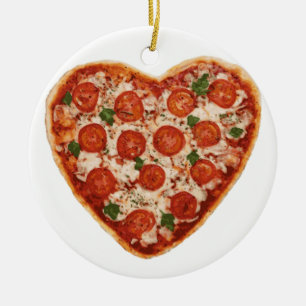 heart shaped pizza ceramic tree decoration