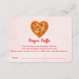 Heart Shaped Pizza Diaper Raffle Insert Red Thank You Card