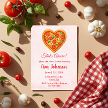 Heart Shaped Pizza Party Shower Invitation