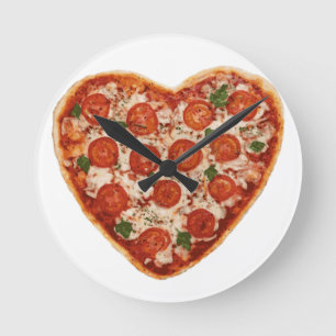 heart shaped pizza round clock