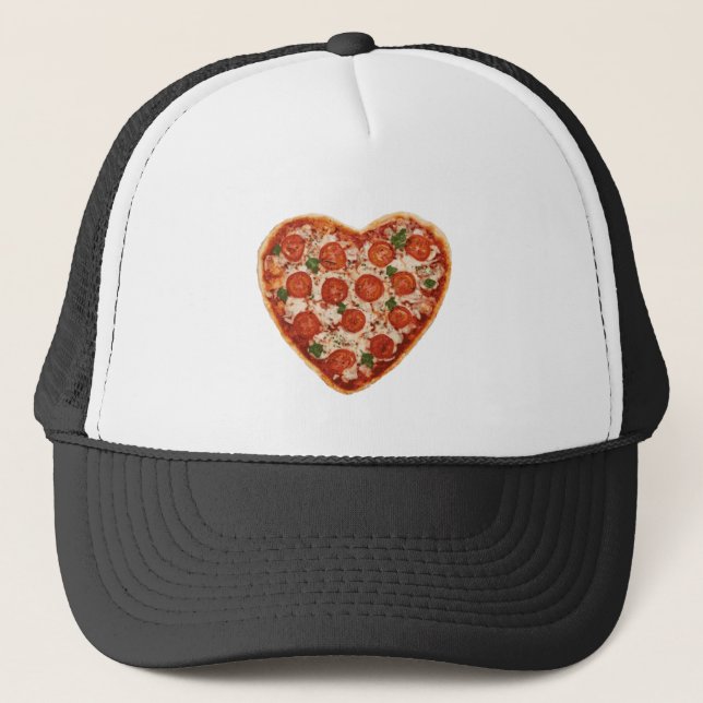 heart shaped pizza trucker hat (Front)