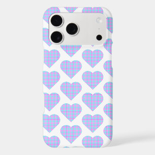 Heart Shaped Plaid Blue Pink Pastel iPhone Case