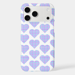 Heart Shaped Plaid Blue Pink Pastel iPhone Case