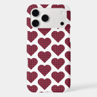 Heart Shaped Plaid Dark Red Burgundy iPhone Case