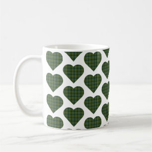 Heart Shaped Plaid Green Evergreen Coffee Mug