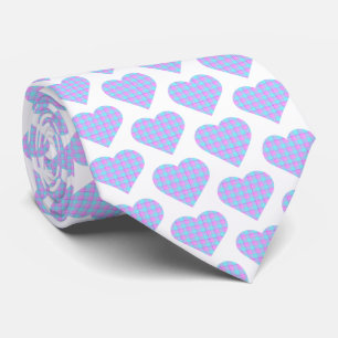 Heart Shaped Plaid Pink Blue Pastel Neck Tie