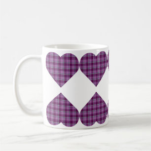 Heart Shaped Plaid Purple Pink Coffee Mug