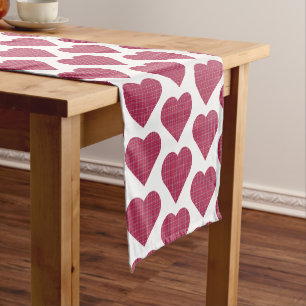 Heart Shaped Plaid Red Pink Table Runner