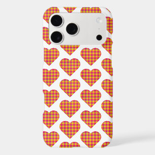 Heart Shaped Plaid Yellow Pink iPhone Case