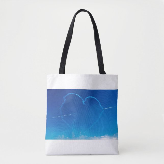 Heart-shaped plane trails Tote Bag (Front)