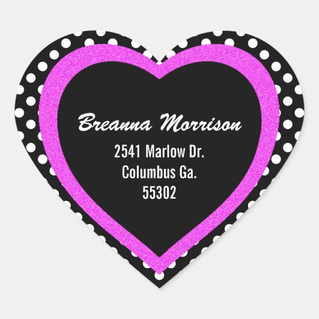 Heart Shaped Polka-dot Address Stickers (Front)