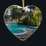 Heart Shaped Pool River Lily Inn - Daytona Beach Ceramic Tree Decoration<br><div class="desc">The image on this double-sided heart-shaped keepsake ornament is the unique heart shaped swimming pool at the River Lily Inn Bed and Breakfast in Holly Hill/Daytona Beach, Florida. The oversized pool was built in the 1950's and is 3-10 feet deep. The majestic 1888 Inn overlooks the Intracoastal Halifax River, and...</div>