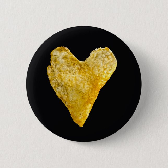 Heart Shaped Potato Chip 6 Cm Round Badge (Front)