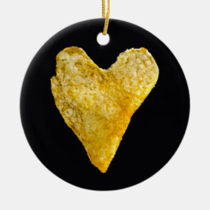 Heart Shaped Potato Chip Ceramic Ornament