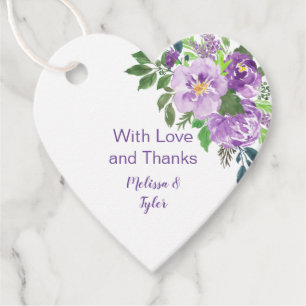 Heart Shaped Purple Lavender Floral Wedding   Favour Tags