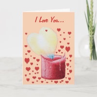 heart shaped red  candle with flame romantic