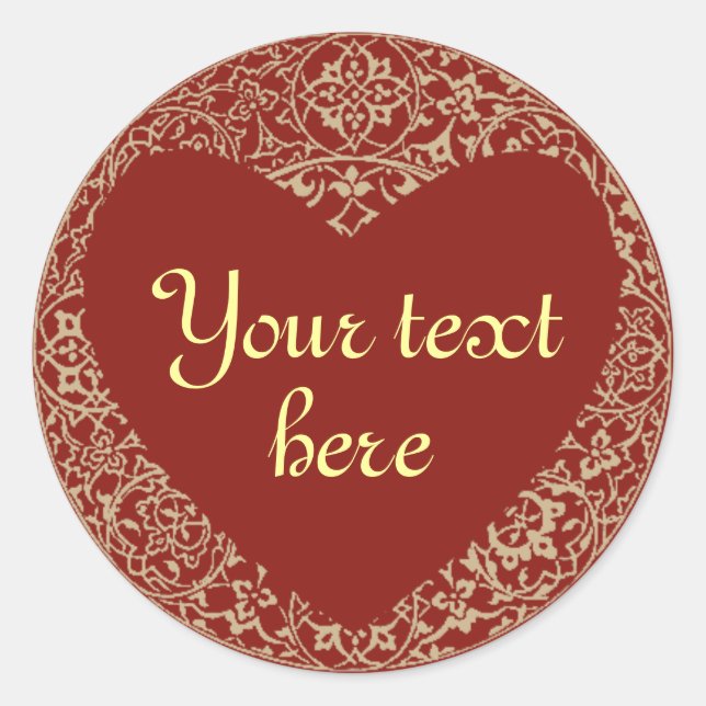 Heart Shaped Red Customisable Sticker (Front)