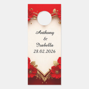 Heart-Shaped Red Floral Frame with Glitter Door Hanger