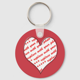 Heart Shaped Red Photo Frame Key Ring