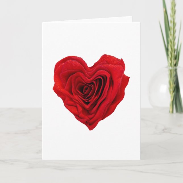 Heart-Shaped Red Rose Card (Front)