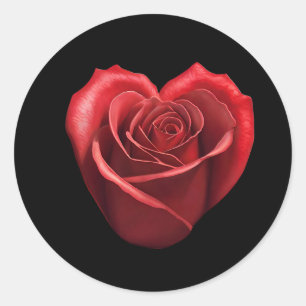 Heart Shaped Red Rose- Classic Round Sticker