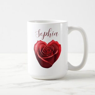 Heart Shaped Red Rose- Coffee Mug