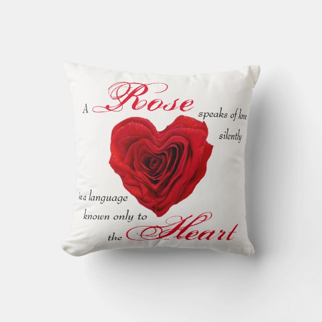 Heart-Shaped Red Rose Cushion (Front)