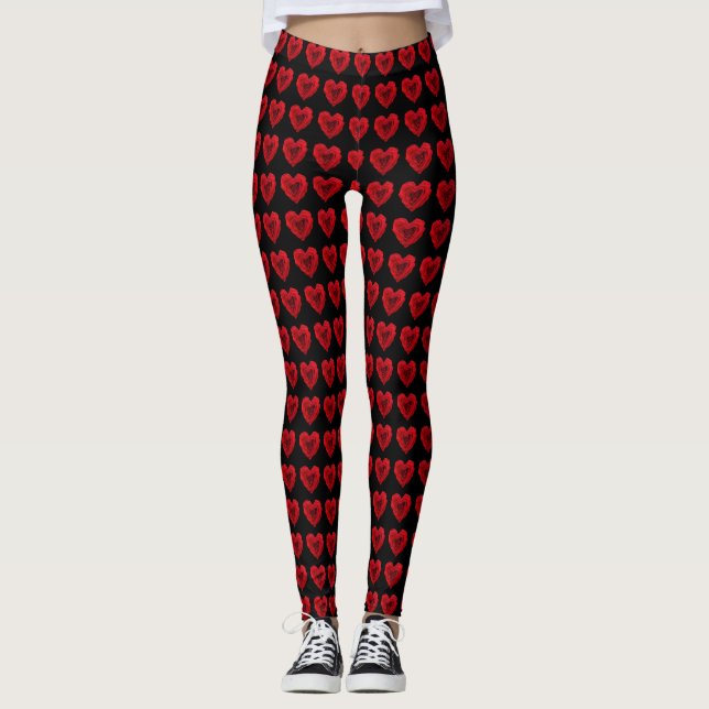 Heart-Shaped Red Rose Leggings (Front)