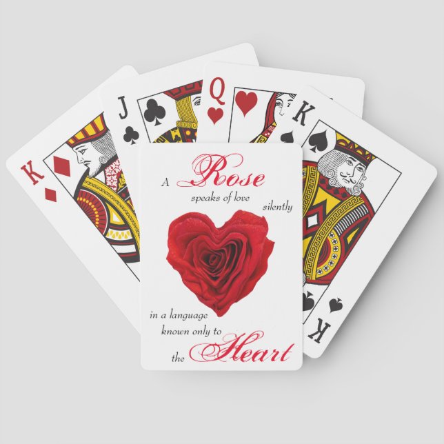 Heart-Shaped Red Rose Playing Cards (Back)
