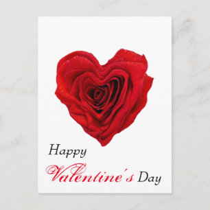 Heart-Shaped Red Rose Valentine's Day Holiday Post Postcard