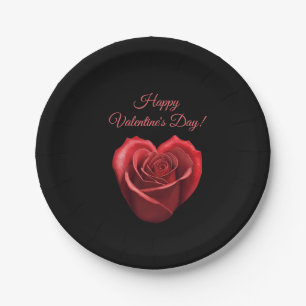 Heart Shaped Red Rose-Valentines Day- Paper Plate