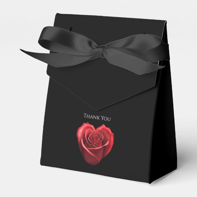 Heart Shaped Red Rose-Wedding Thank you Favour Box (Front Side)
