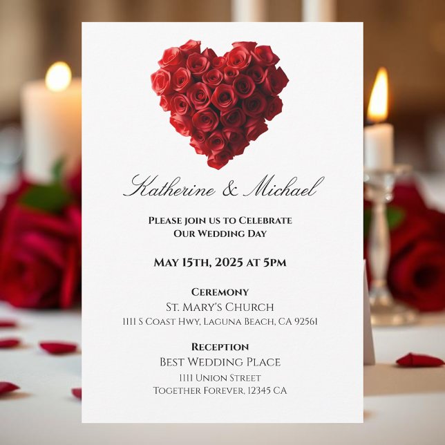 Heart Shaped Red Roses- Invitation (Heart Shaped Red Roses- Invitation)
