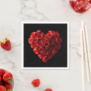 Heart Shaped Red Roses-Wedding- Napkin