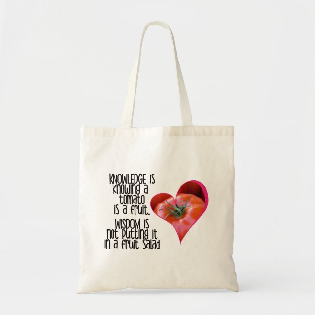 Heart Shaped Red Tomato Jokes Quotes Tote Bag (Front)