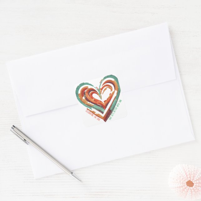 Heart-Shaped Retro Square Sticker (Envelope)