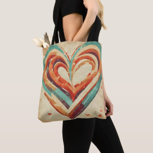 Heart-Shaped Retro Tote Bag