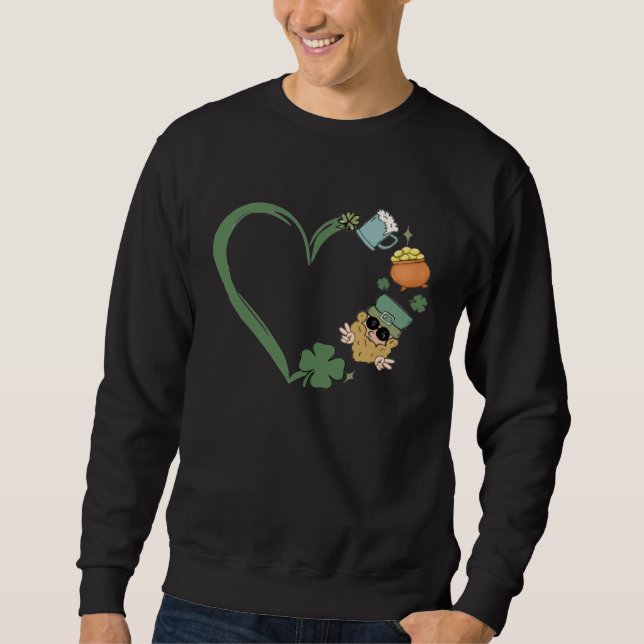 Heart Shaped Saint Patrick Day Retro Present For W Sweatshirt (Front)