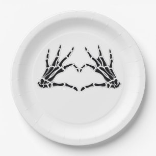 Heart-Shaped Skeleton Hands - Unique Art For Skele Paper Plate